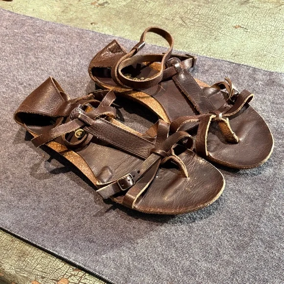 Eddie Bauer Leather Gladiator Sandals Brown Ankle Strap Comfort Women 9 - Picture 2 of 5